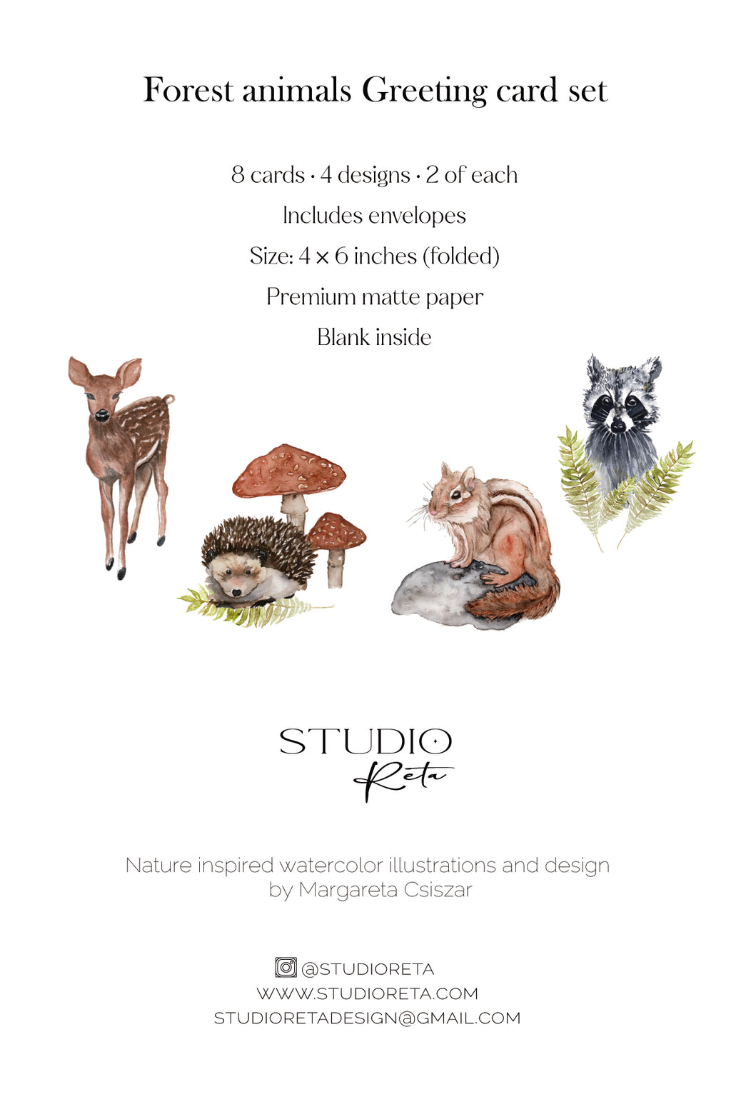 Forest animals - Greeting card set 1