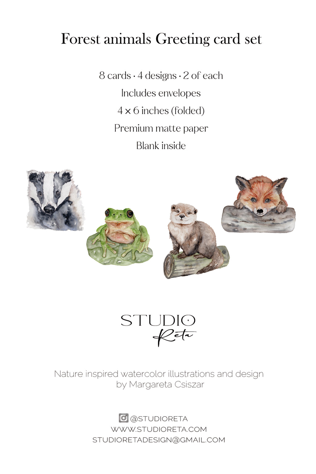 Forest animals - Greeting card set 2