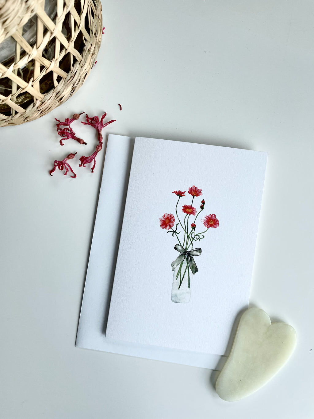 Cosmos in a vase - greeting card