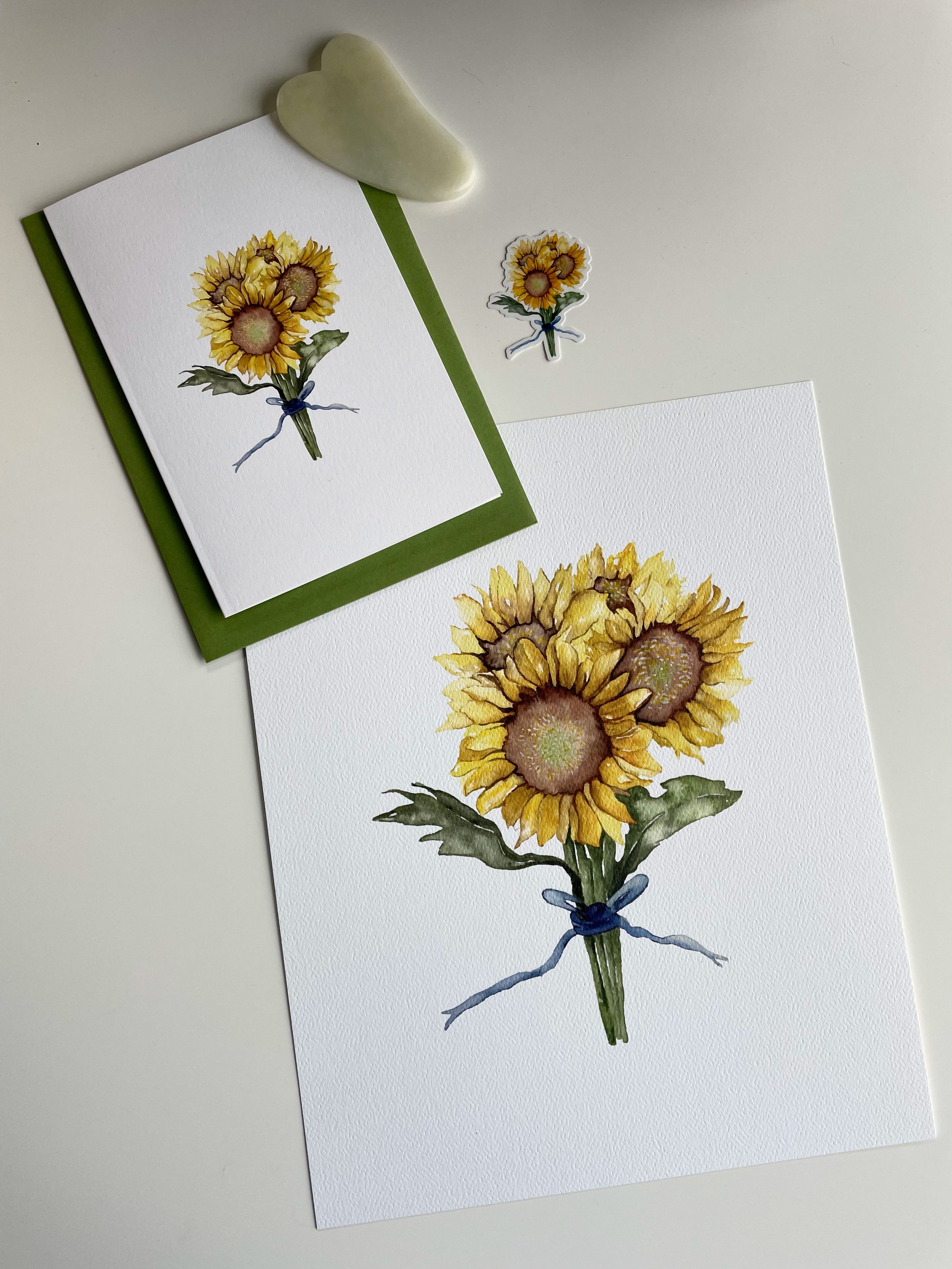 Sunflower bouquet - art print