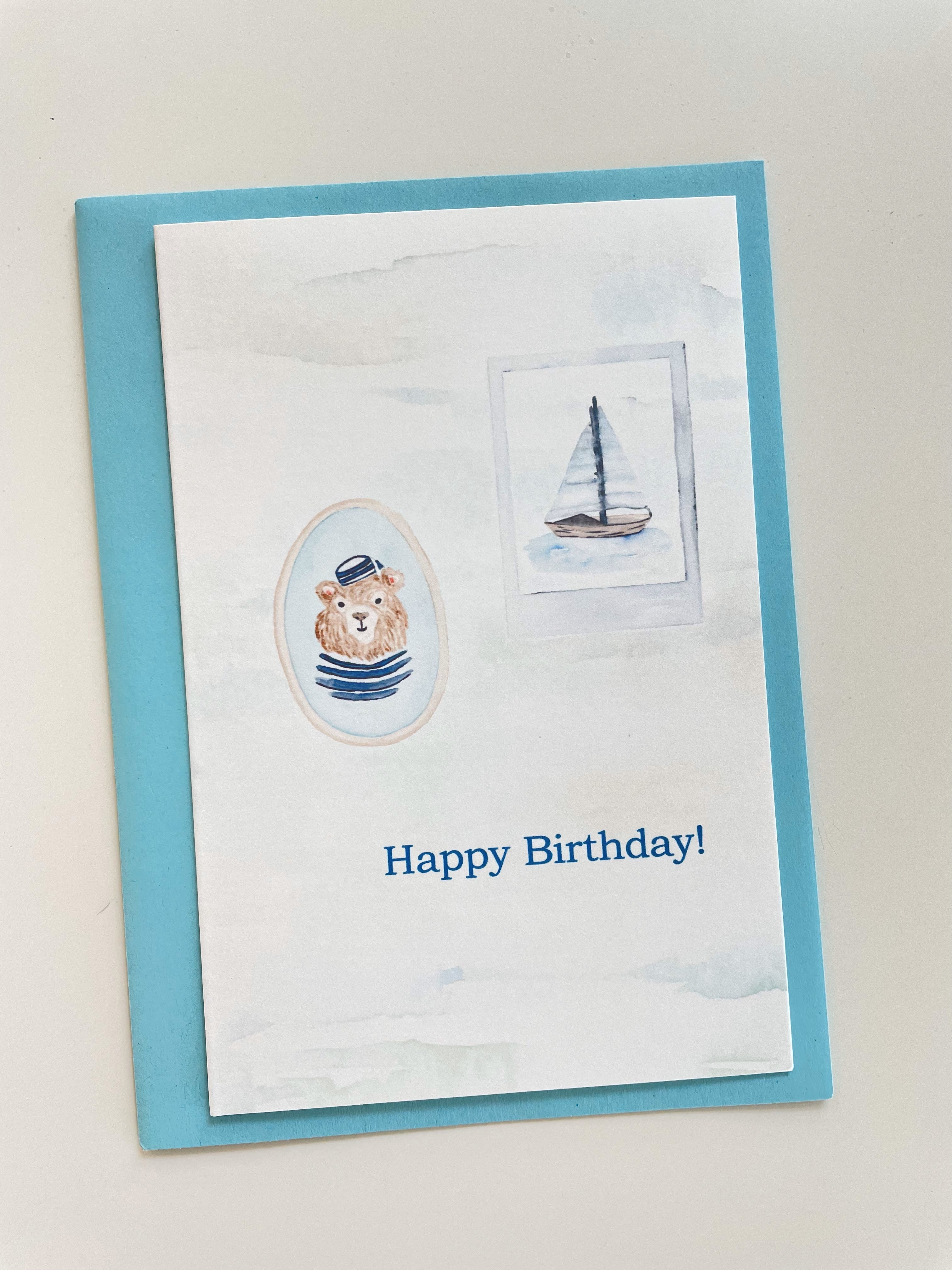 Happy birthday cards with cute illustrations
