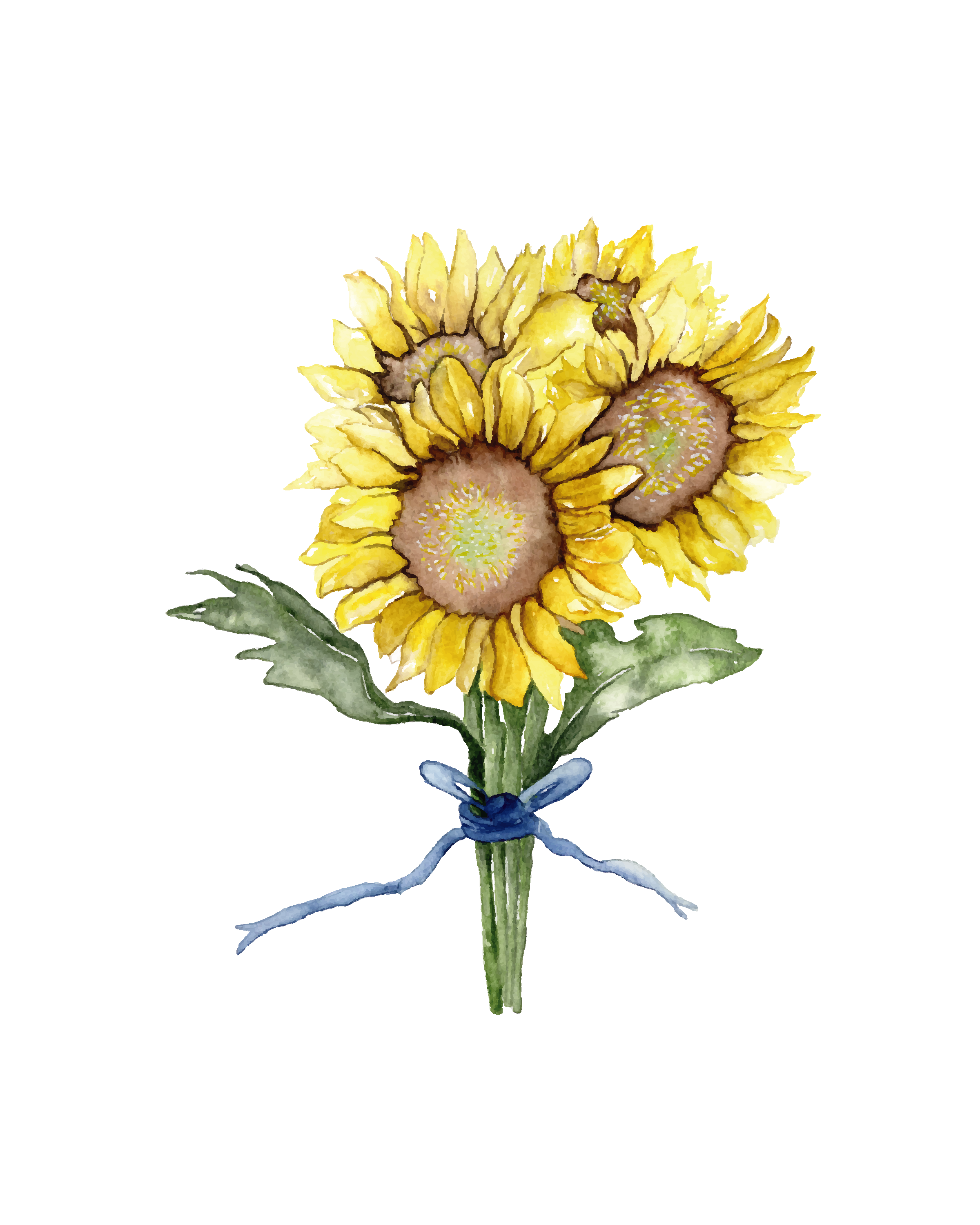 Sunflower bouquet watercolor art print