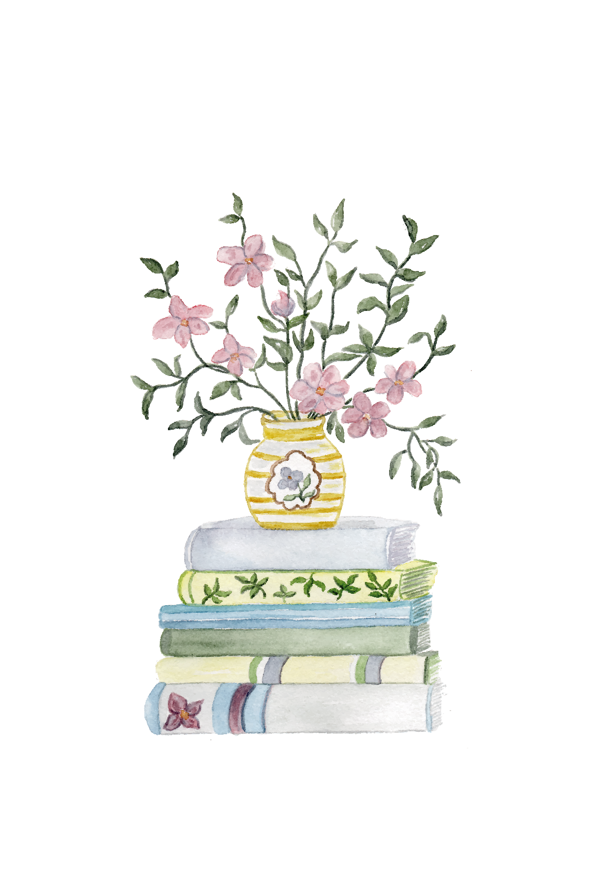 Books and Flowers - Vintage inspired greeting card
