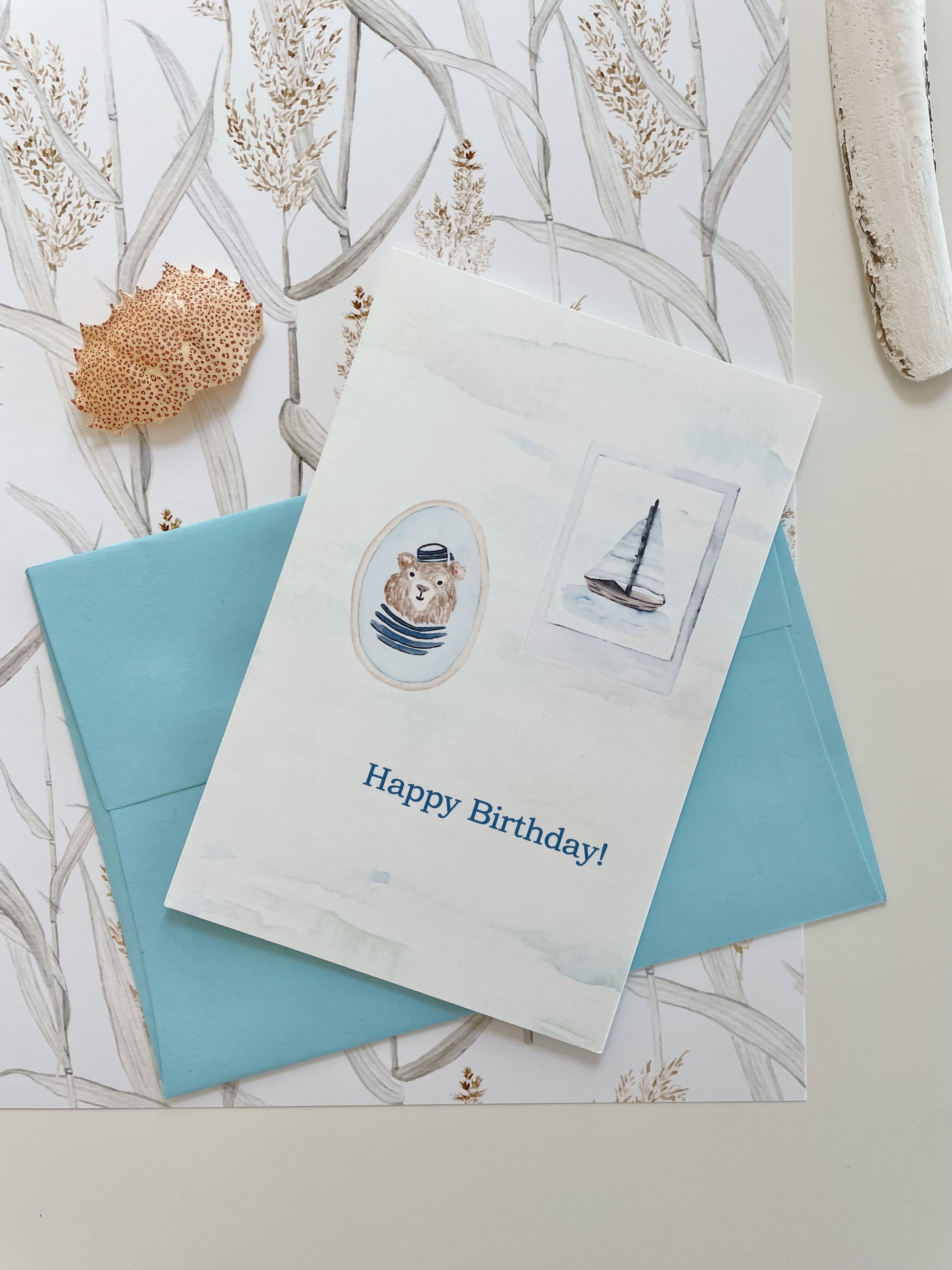 Happy birthday cards with cute illustrations
