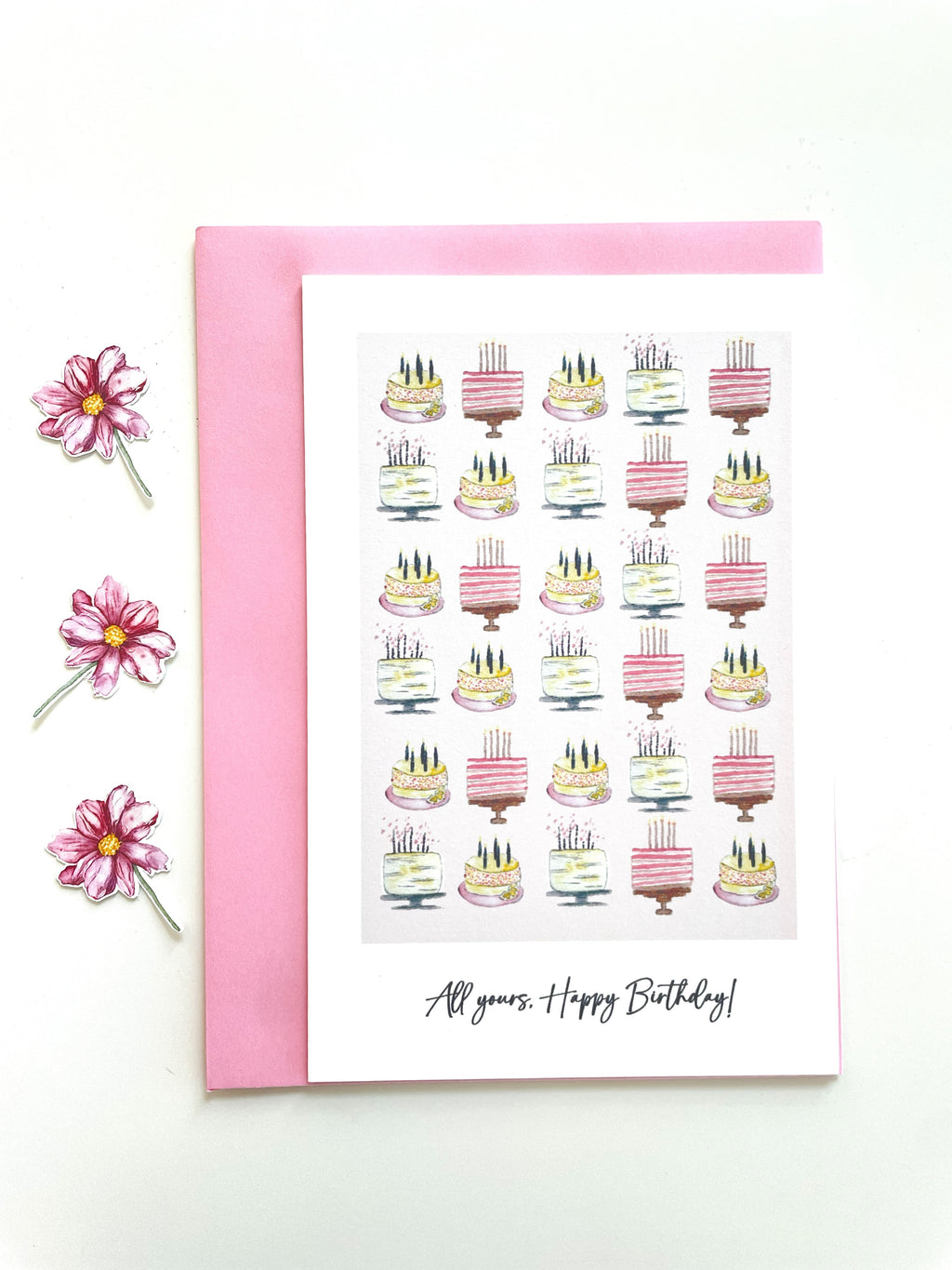 Happy birthday cards with cute illustrations