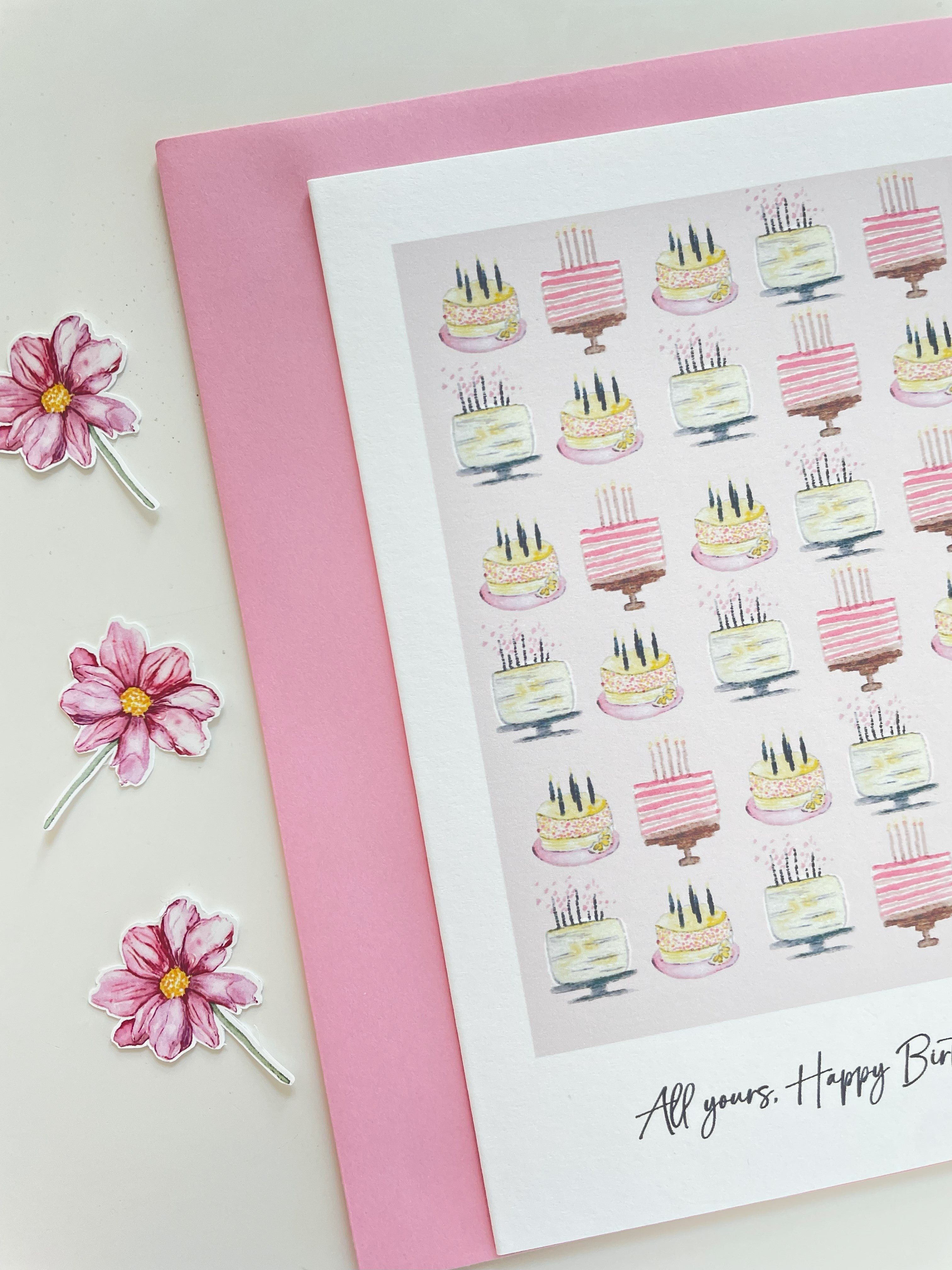Happy birthday cards with cute illustrations