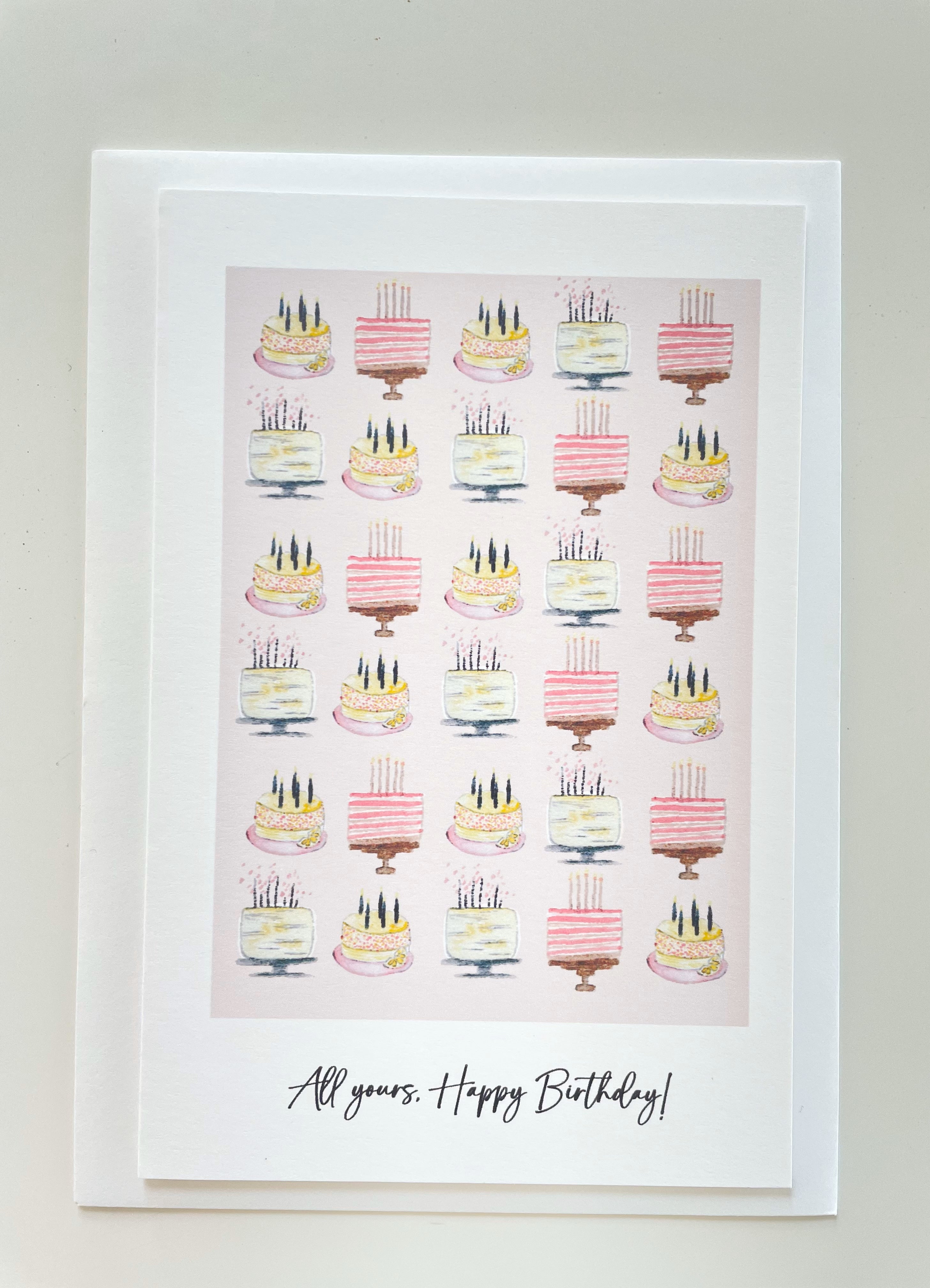 Happy birthday cards with cute illustrations