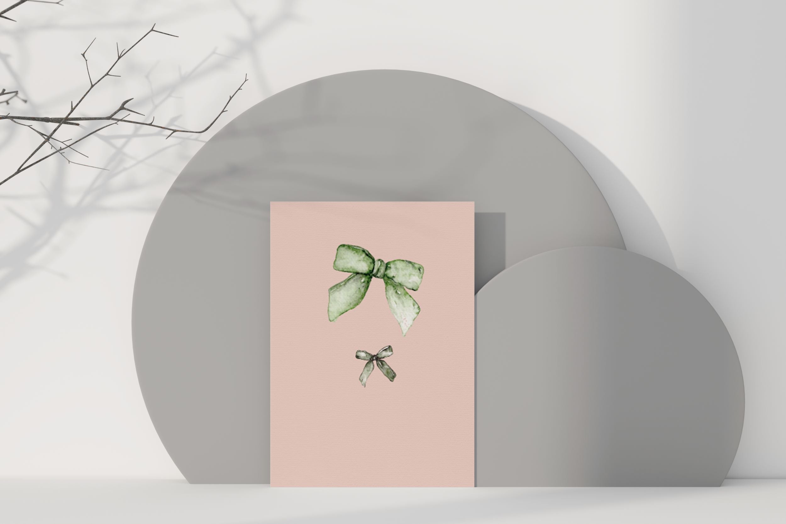 Green bow - greeting card