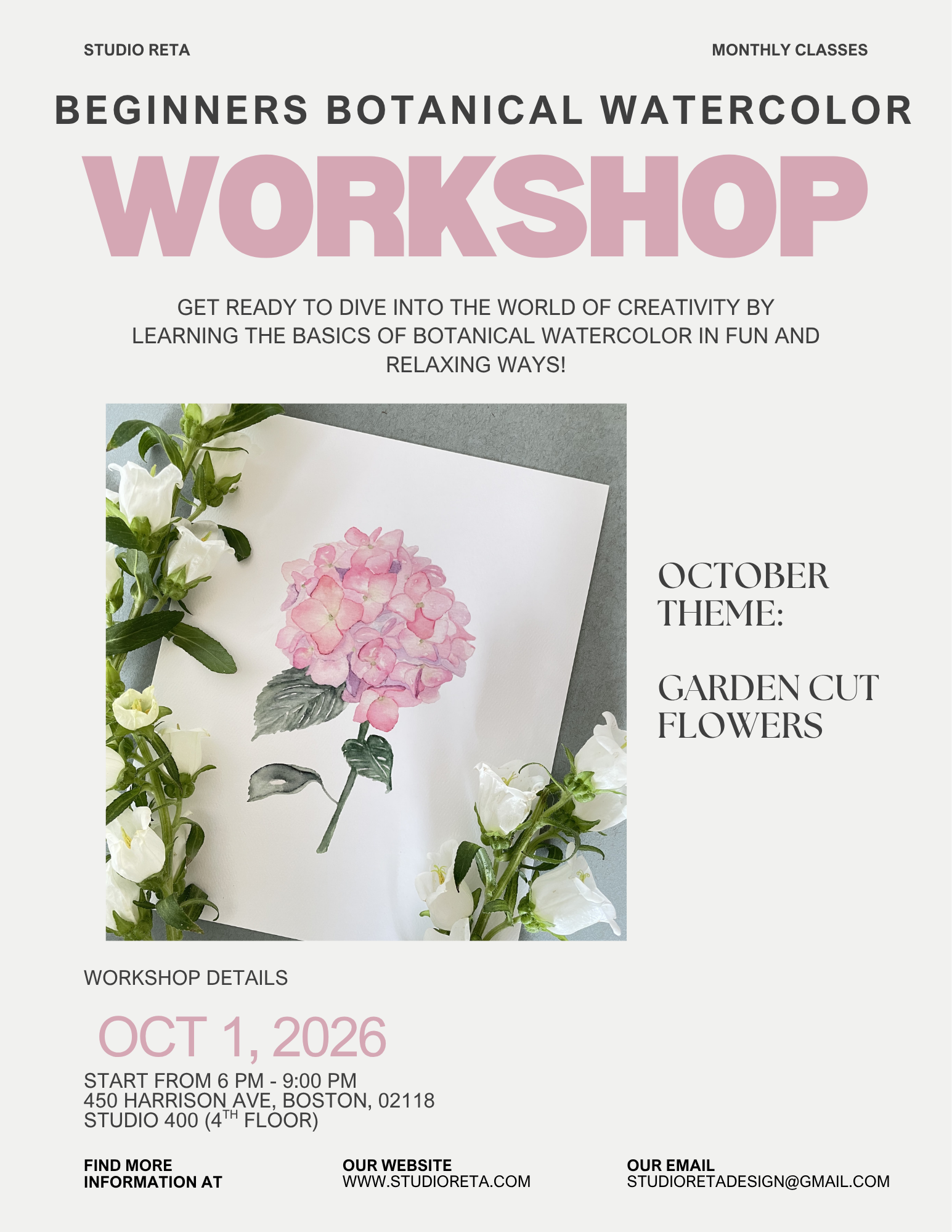 Botanical watercolor workshop at my studio