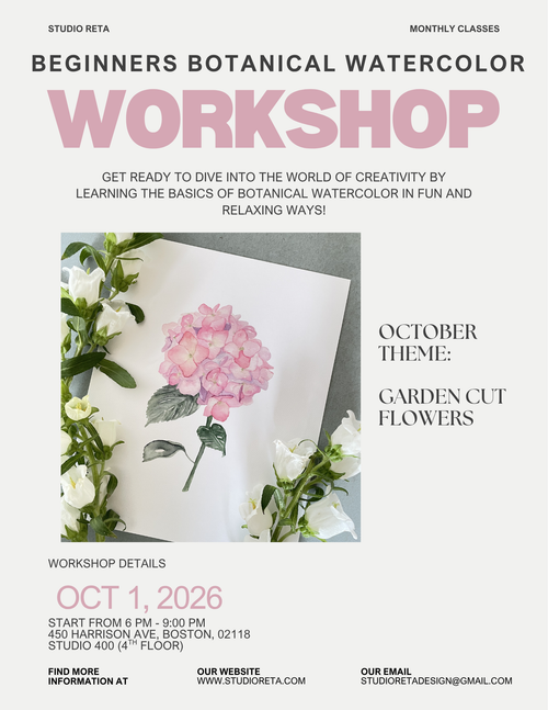 Botanical watercolor workshop at my studio